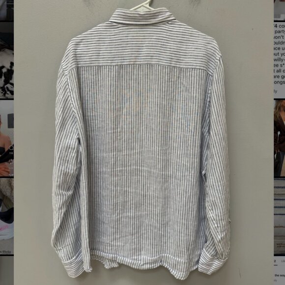 Massimo Dutti Regular Fit Striped Linen Shirt in Large - Picture 8 of 10